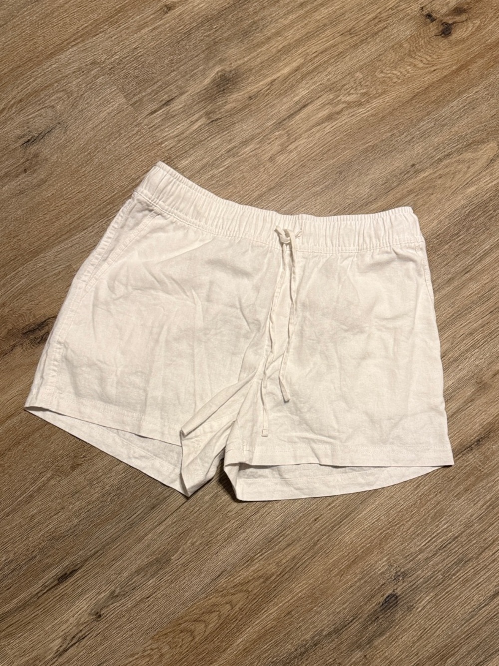 GAP White Drawstring Linen-Blend Athletic Shorts
